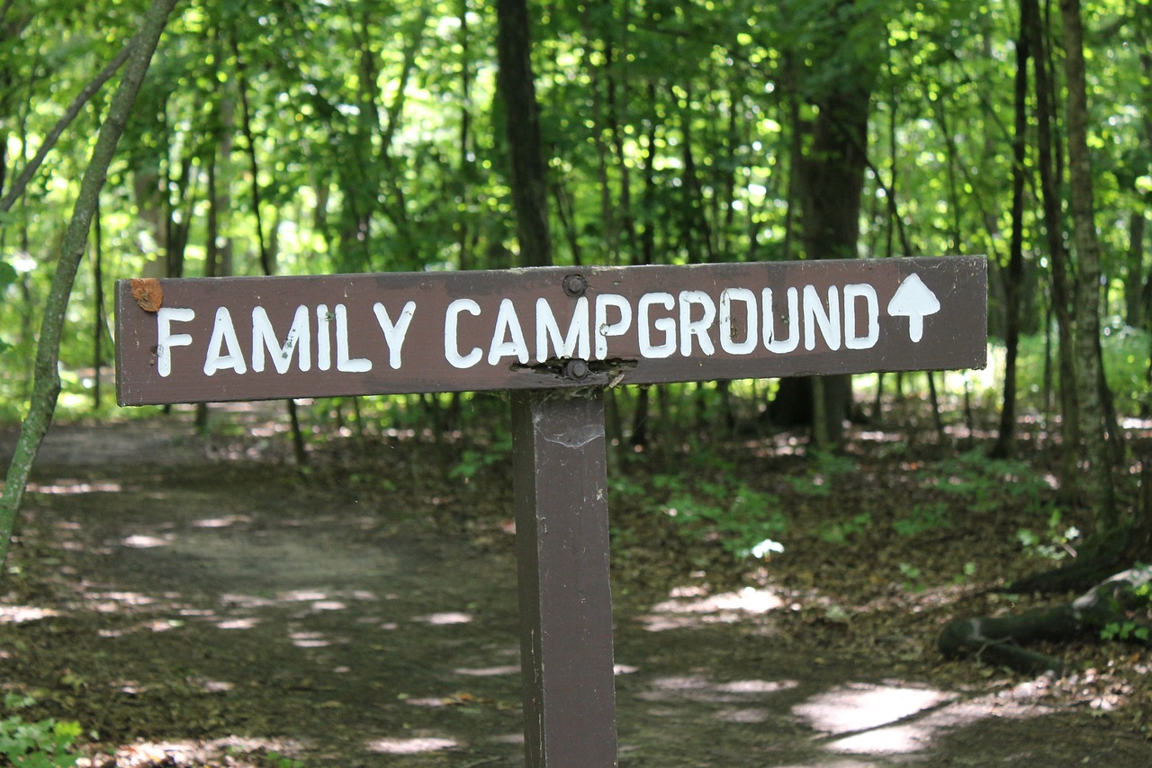 campground, camping, sign