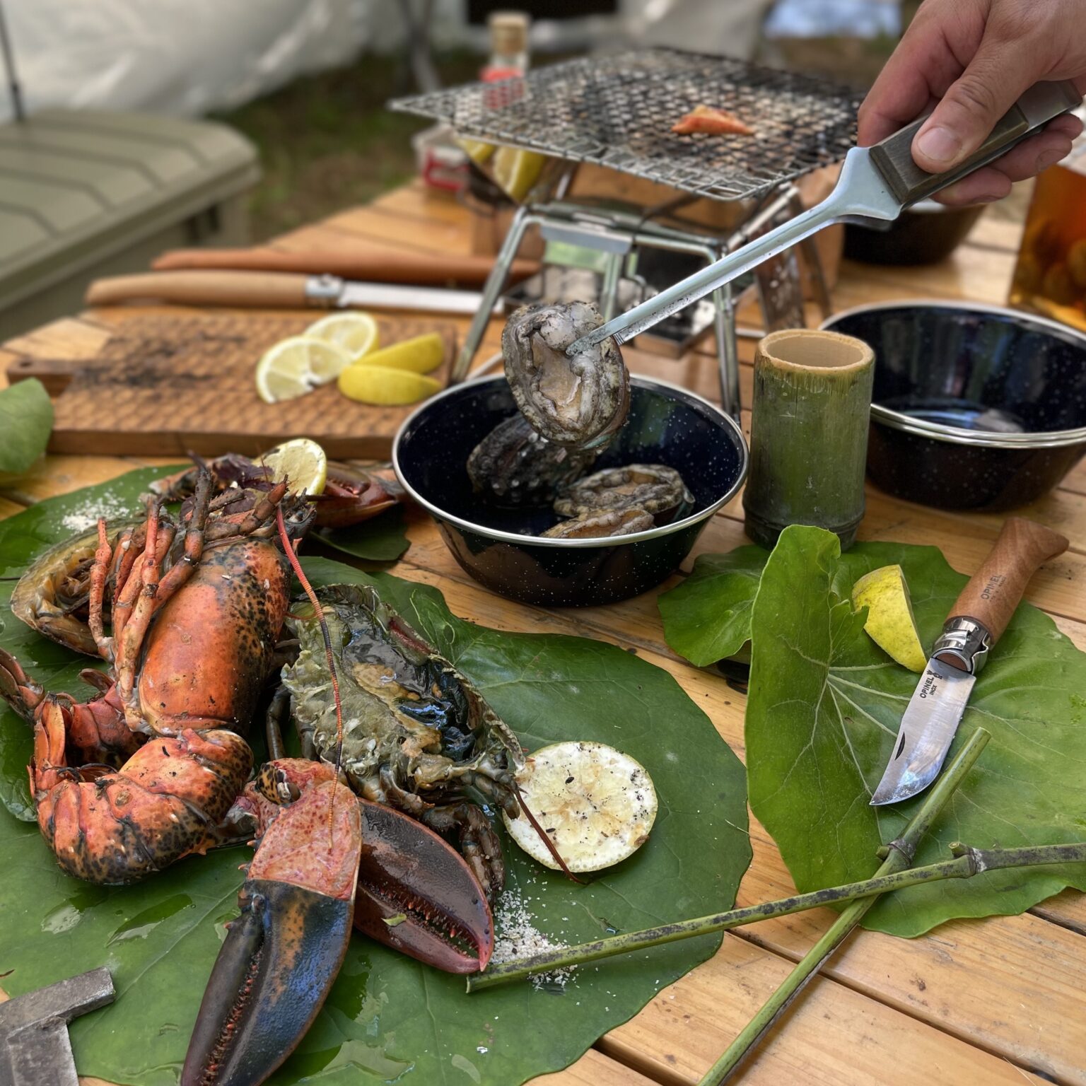 ロブスターとアワビで絶品キャンプ飯